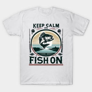 Keep Calm and Fish On Graphic Tee T-Shirt